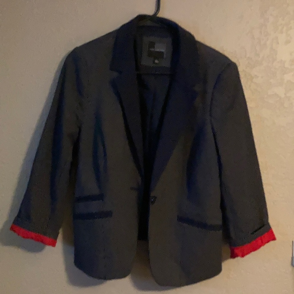 Navy blue white polka dots blazer size large
